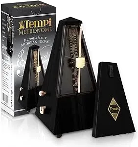 Tempi Metronome for Musicians - Mechanical Metronome for Piano, Metronome for Guitar/Violin or Metronome Music for Adults and Kids (Plastic Brown Grain Veneer)