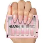 Glamnetic Press On Nails Cloud 9 | Jelly UV Finish Medium Pointed Almond Shape, Reusable Pink Nail Kit in 15 Sizes, SE