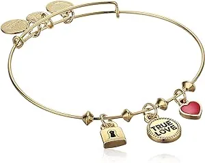 Alex and Ani True Love Trio Charm Bangle Bracelet Shiny Gold New W Tag Box Card