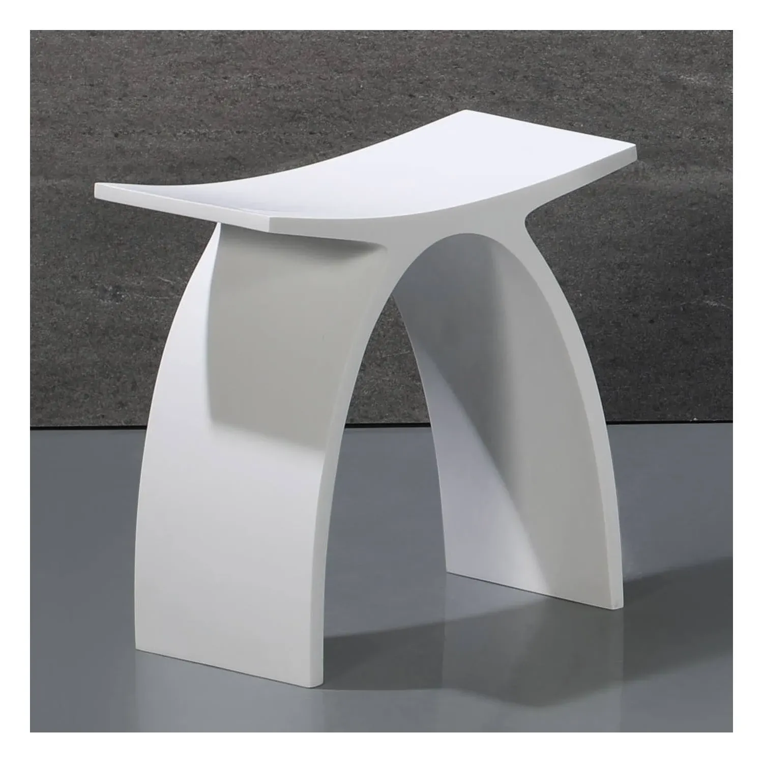 ALFI Brand ABST77 Arched White Matte Solid Surface Resin Bathroom / Shower Stool