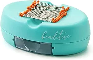 Beaditive Magnetic Pin Cushion with Drawer - Strong Magnet Pin Holder Cushion for Sewing - 50 Glass Head Quilting Pins Included - Chic Pincushion Caddy for Sewing Pins, Paper Clips, Screws – Turquoise