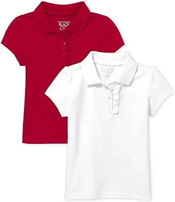 The Children's Place Girls Short Sleeve Ruffle Pique Polo Multipack