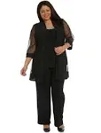 R&M Richards 8764W Plus Size Formal Pants Suit - Black / 20W