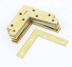 Unique Bargains 20 Pcs 90 Degree Metal Corner Brace Angle Brackets Gold Tone 50 x ...