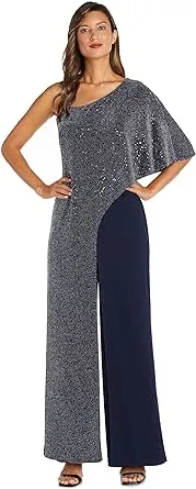 R&M Richards Womens Knit One Shoulder Jumpsuit