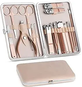 Manicure Set, Pedicure Kit, Nail Clippers, Professional Grooming Kit, Nail Tools 18 In 1 with Luxurious Travel Case For Men and Women 2020 Upgraded Version