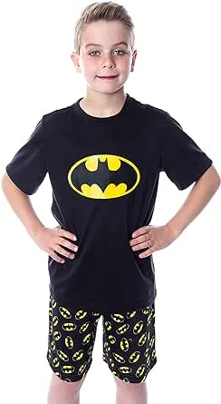 DC Comics Big Boys' Batman Logo Short Sleeve Shirt Pajama Short Set