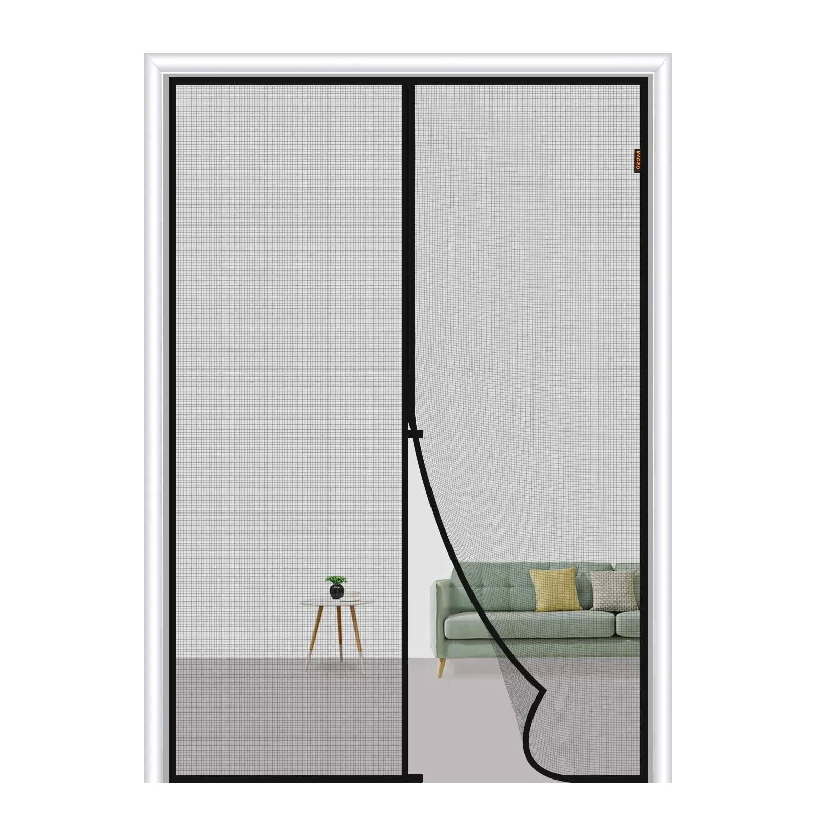 MAGZO Magnetic Screen Door Fit Door Size 48 x 80 inch, Screen Size 50" x 81" Strong Magnets Door Mesh, Reinforced Fiberglass Door Net for Patio Door FG4880