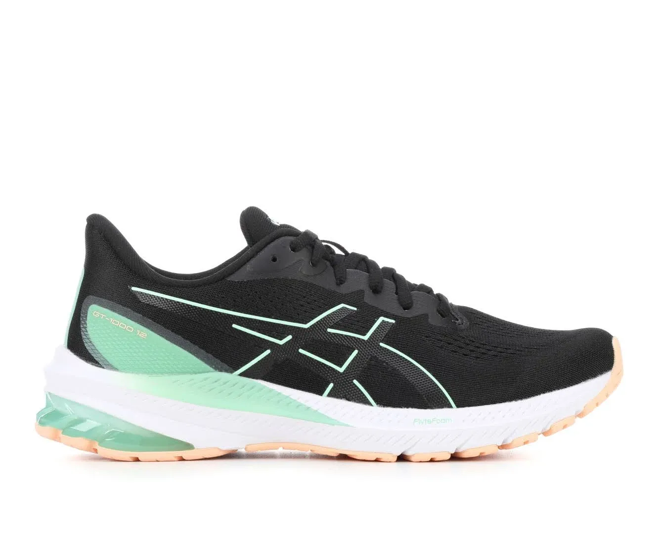 Women's Asics GT-1000 12, Black/Mint Tint, 9.5 B Medium