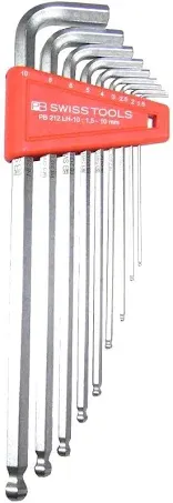 PB Swiss PB 212LH-10 9 Piece Long Chrome Ball point Hex/Allen Key Set