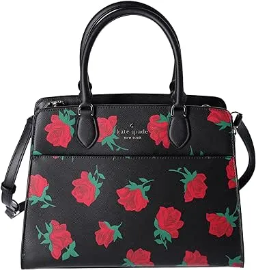 Kate Spade New York Madison Rose Toss Printed Medium Satchel Black Res