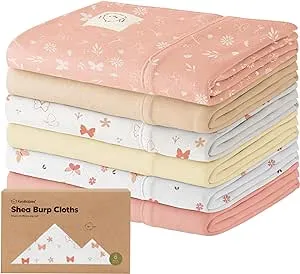 Organic Burp Cloths Baby Girl, Boy - 6-Pack Large Baby Burp Cloths, Super Absorbent Burping Cloths for Babies, Soft & Plush Cotton Burp Cloth, Spit Up Burp Rags, Newborn Burp Clothes (Vessels)