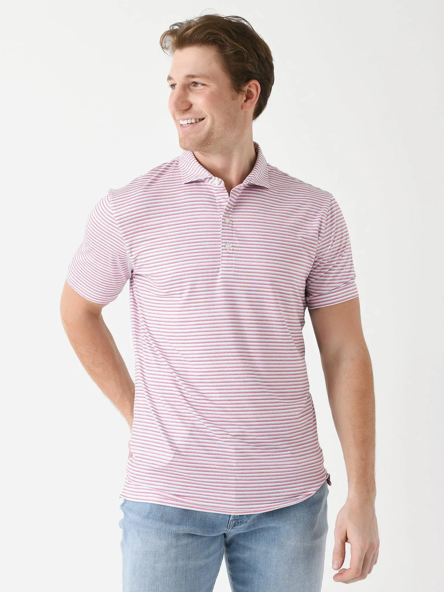 johnnie-O Featherweight Performance Polo - Warwick Stripe