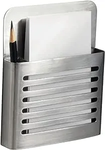 iDesign Forma Magnetic Modern Pen and Pencil Holder, Metal Writing Utensil Storage Organizer for Kitchen, Locker, Home, or Office, Set of 1, Brushed