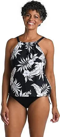 Tropic Paradise High Neck Underwire Tankini Top Black / 12