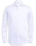 Calvin Klein Boys' Big Long Sleeve Sateen Dress Shirt White