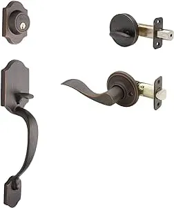 Copper Creek HZ2610XWLR-TB Heritage Front Entrance Handleset in Tuscan Bronze with Right Hand Waverlie Lever Interior