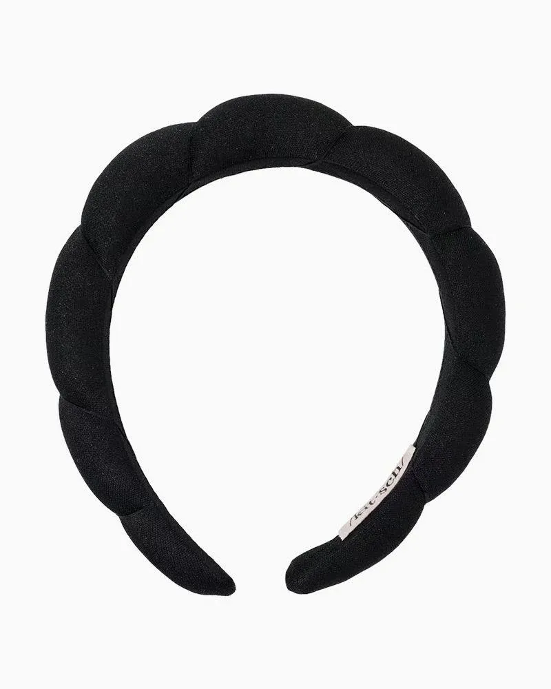 Kitsch Puffy Black Headband for Washing Face - Skincare Headband for Women - Face Wash Headband for Girls - Recycled Fabric - Eco-friendly Makeup Headband - Spa Headband - Self Care Gifts for Women