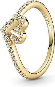 Pandora Sparkling Wishbone Heart Ring