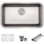 Strictly Sinks 29 Inch Undermount Kitchen Sink-Single Bowl Kitchen Sinks-18 Gauge Kitchen Sink-Ideal Sink for Kitchen with Single Disposal Flange (with Stopper) Only