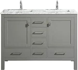 Eviva Aberdeen 48" Gray Transitional Double Sink Bathroom Vanity w/ White Carrar - Transitional - Bathroom Vanities And Sink Consoles - by Homesquare | Houzz