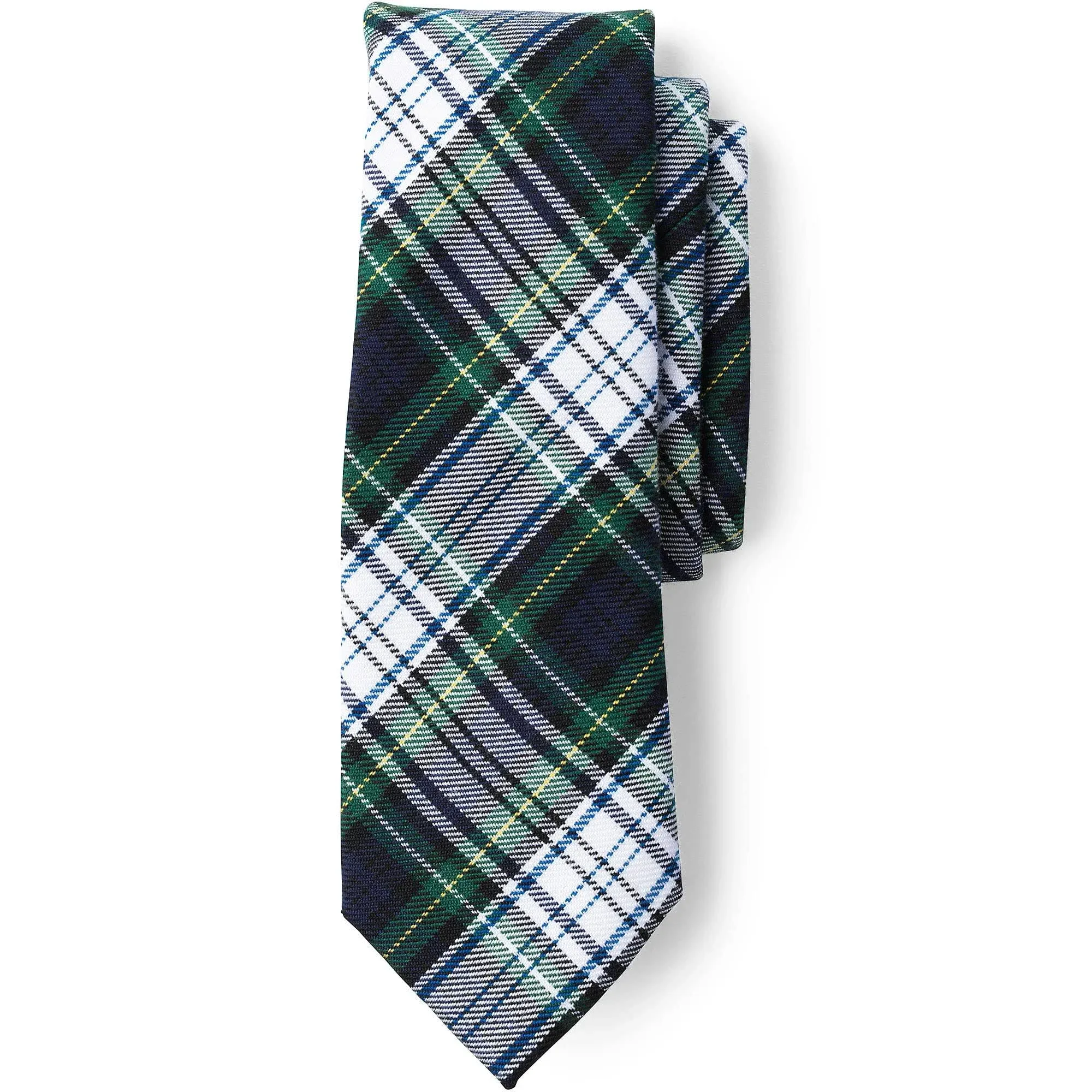 Lands' End School Uniform Kids Pre Tied Tie - Medium - Classic Navy Large Plaid