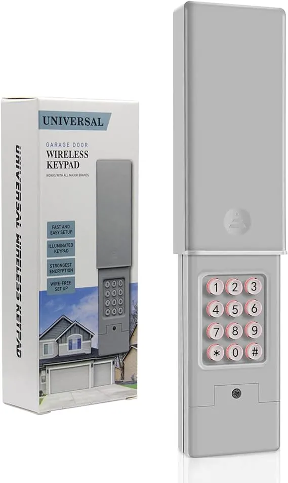 Universal Garage Door Keypad Wireless Keyless Entry for Chamberlain Liftmaster Genie Linear Multi-Code Craftsman Overhead Door Stanley Garage Door Openers, 2-Channel, Remote Control