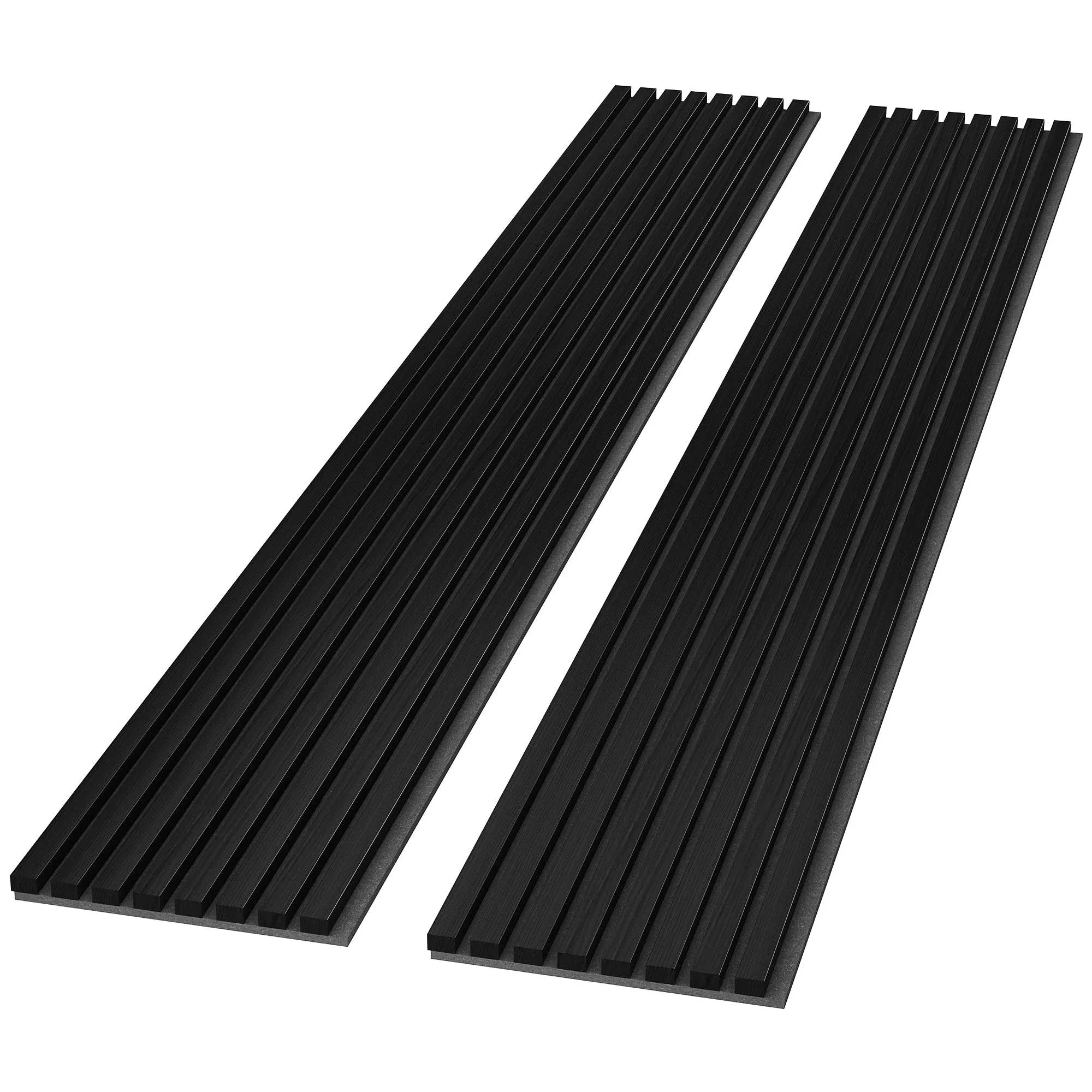 FurniFusion Acoustic Wood Wall Panels, 2 Pack 94.49” x 12.6” Soundproof Wall Panels, Wood Slat Wall Panels for Wall Decor (Black)