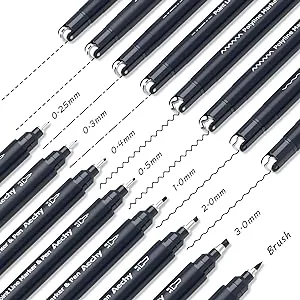 AECHY Calligraphy Curve Pens for Hand Lettering, Dual Tip Pens with 4 Different Curve Shapes, 8 Size Dual Calligraphy Brush Pen Set for Lettering Drawing Scrapbook Art Supplies