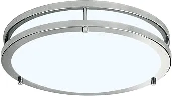 LB72162 LED Flush Mount Ceiling Light, 12 inch, 15W (150W Equivalent) Dimmable 1200lm, 5000K Daylight, Brushed Nickel Round Lighting Fixture for Kitchen,Hallway,Bathroom,Stairwell