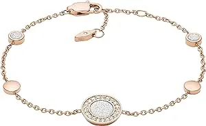 Fossil Damen Armband Armkette Edelstahl Roségold Zirkonia JF03264791