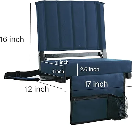 SPORT BEATS Stadium Seats with Back Support Bleacher Chairs with Back and Cushion Thick Padded Bleacher Seats Includes Shoulder Strap