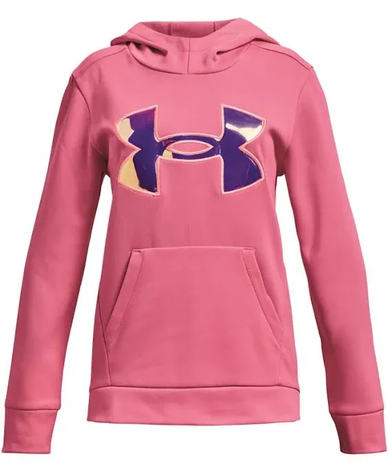 Under Armour Girls' Armour Fleece Iridescent Big Logo Hoodie - Blue, YSM