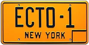 Ghostbusters ECTO-1 Novelty Prop, Stamped Aluminum License Plate, Metal Decorative Tag, Corrosion Resistant, Quality Movie Souvenir, Wall Decoration, Home Theater Wall Hanging