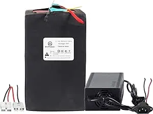 72V Ebike Battery 20AH 25AH 30AH 40AH 50AH 60AH 80AH Lithium LiFePO4 Battery Pack with 5A/10A Fast Charger and 50A/80A BMS fit for 5500W-250W Motor