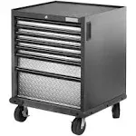 28 in. W 7-Drawer Hammered Granite Tool Cart