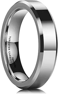 King Will BASIC Men's 4mm/5mm/6mm/7mm/8mm Tungsten Carbide Ring Polished Plain Comfort Fit Wedding Engagement Band