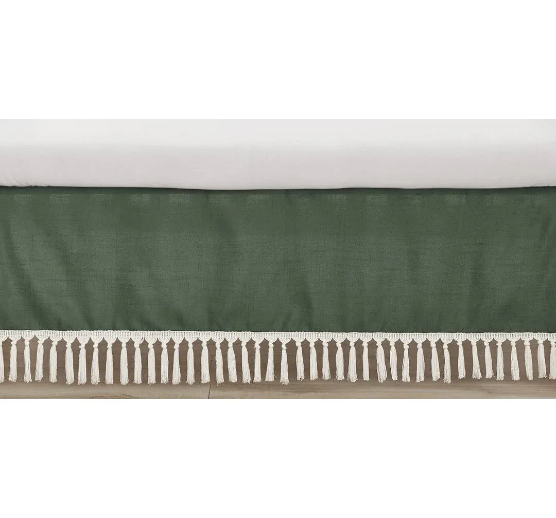 Sweet Jojo Designs Diamond Tuft Dark Sage Green and Ivory Collection Crib Bed Skirt