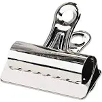 Bulldog Clips, Steel, 1" Capacity, 3"w, Nickel-Plated, 12 Per Box - EPI2004LMR