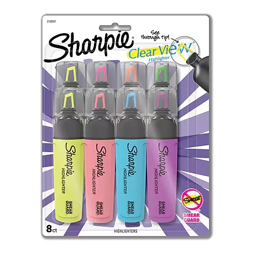 Sharpie, San1971843, Clear View Highlighter, 8 / Pack, Assorted