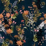 VEELIKE Midnight Blue Meadow Floral Peel and Stick Wallpaper Wildflowers Floral Wallpaper 17.7x354'' Dark Blue Contact Paper for Cabinets Shelves