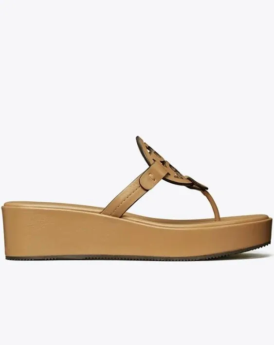 Tory Burch Womens Miller Wedge Sandals 25mm Ginger Shortbread - 8