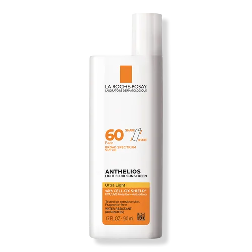 La Roche-Posay Anthelios Light Fluid Face Sunscreen Broad Spectrum SPF 60, Sensitive Skin Sunscreen, Oxybenzone Free, Oil Free, Non-Comedogenic