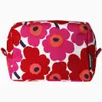 MARIMEKKO Vilja Mini Unikko Terry Cotton Cosmetic Bag (Red) – Floral Cosmetic Bag to Include in your Travel Essentials – 9x4x7 in