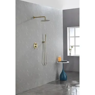 Shower System, Wall Mounted Shower Faucet Set,Brushed Gold