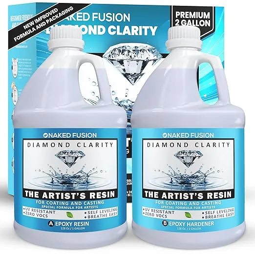 Epoxy Resin Art Resin Crystal Clear Formula- The Artist's Resin for Coating, Casting, Resin Art, Geodes, Tabletop, Bar Top, Live Edge Tables, River Tables- Non-Toxic -1 Gallon Kit