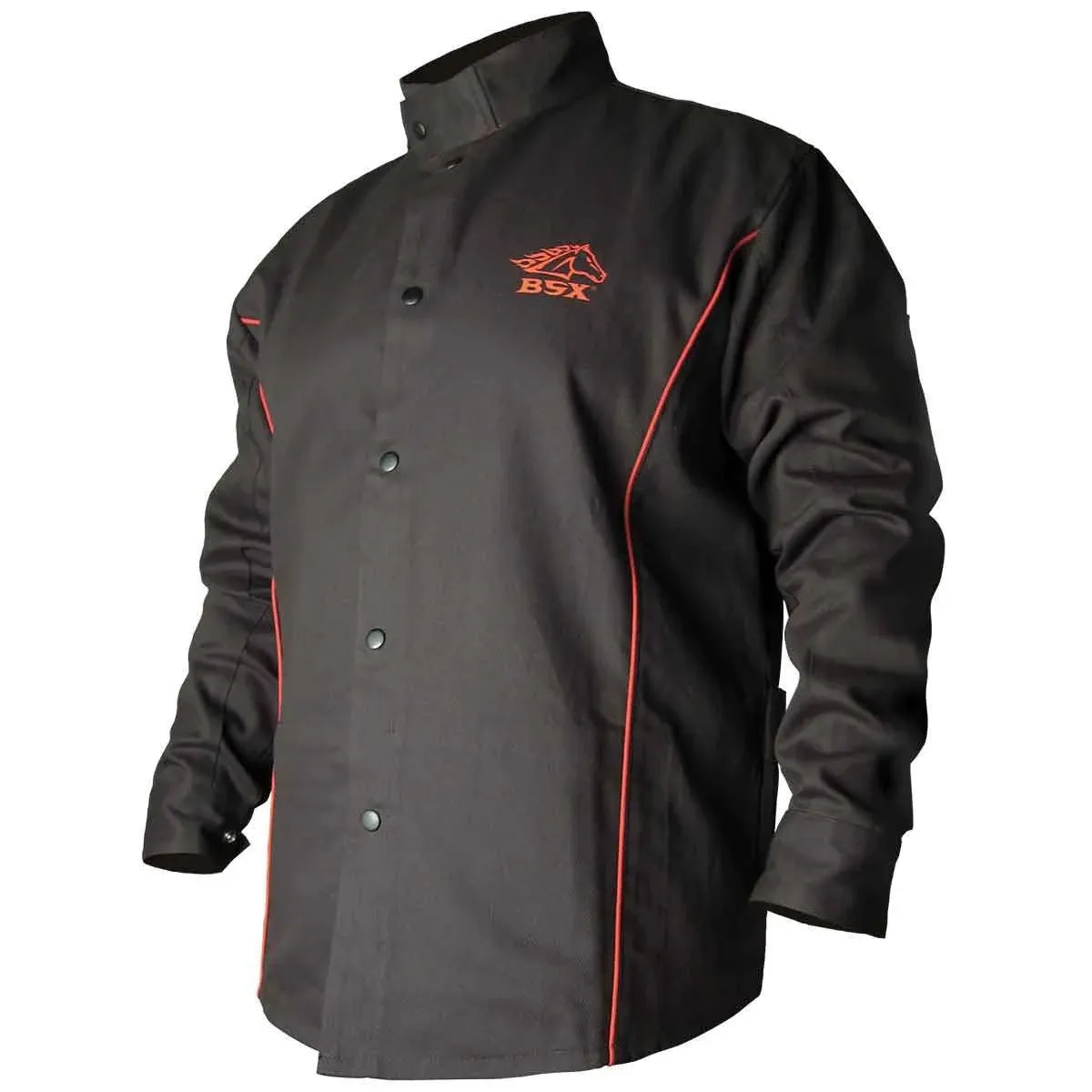 "Black Stallion Jackets: Men's Black B9C BSX Cotton Flame-Resistant Welding Jacket "