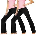 No Nonsense Women's Sport Yoga Pant, Black/Black-2 Pair Pack, Large