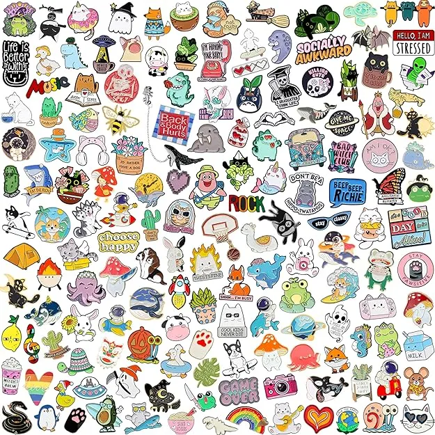 20/40/50 Pcs Cute Enamel Backpack Pins, Funny Anime Enamel Lapel Pins Bulk Set Cool Brooch Button Pins Badge Aesthetic for Backpacks, Bag, Jacket, Kids, Girls, Festival Present (Random Style)