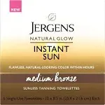 Jergens Sunless Tanning Towelettes, Medium Bronze, Instant Sun - 6 towelettes